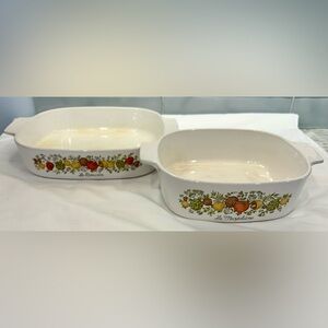 Corning Ware Spice of Life ~ Le Romarin and La Marjolain ~ 2 Qt & 9 3/4 x 9 3/4